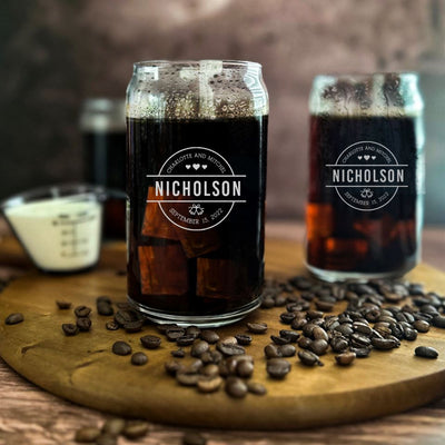 Personalized Wedding Glass Can - 16oz