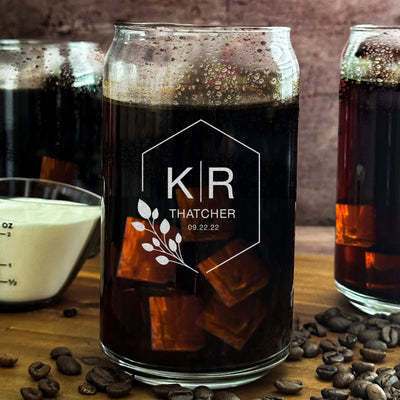 Personalized Wedding Glass Can - 16oz