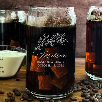 Personalized Wedding Glass Can - 16oz