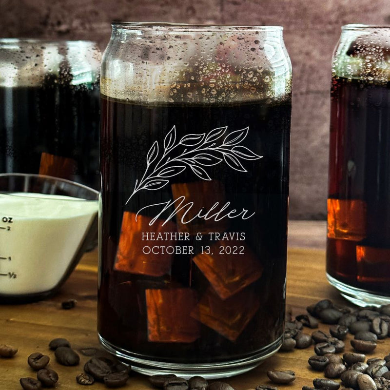 Personalized Wedding Glass Can - 16oz