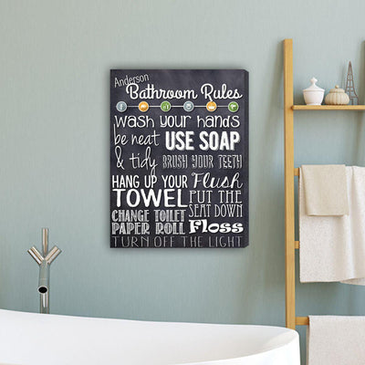 Bathroom Rules Personalized Canvas Print (18x24)