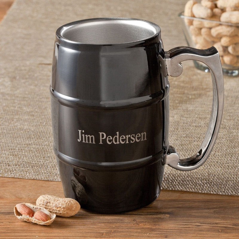 Personalized Black Enamel Tankard - Stainless Steel - 16 oz.