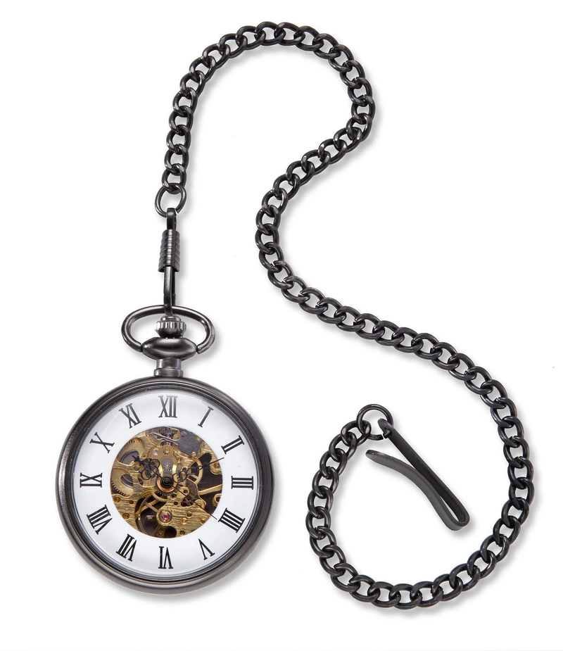 Personalized "Gears" Gunmetal Pocket Watch