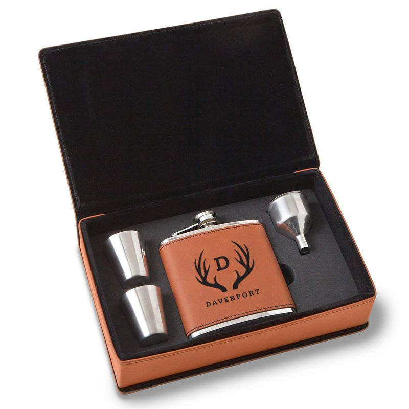 Personalized 6 oz Flask Gift Set