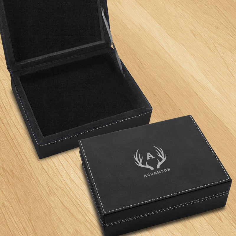Personalized Leatherette Black Valet Box