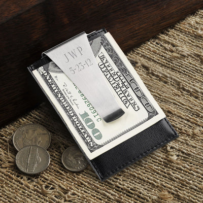 Personalized Wallet Money Clip - Leather Credit Card Holder