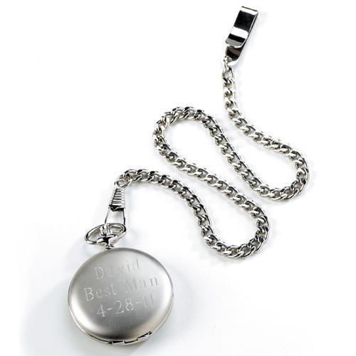 Personalized Silver Brushed Pocket Watch