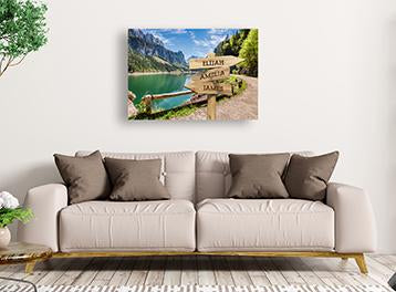 Personalized Mountain Lake Canvas Print with Family (Multiple Sizes) Names