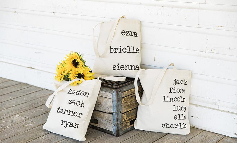 Personalized Family Names Tote Bags - Vintage