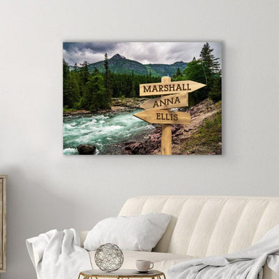 Personalized River Canvas Print with Family Names (Multiple Sizes)