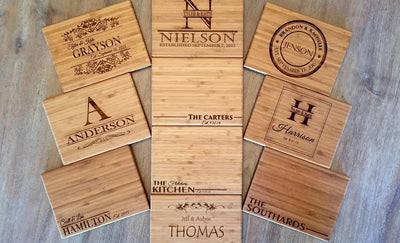 Personalized Bamboo Cutting Board 6x8 (Single Tone) - 10 Designs!