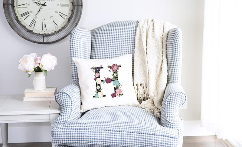 Floral Alphabet Throw Pillow Covers (Non-Personalized)
