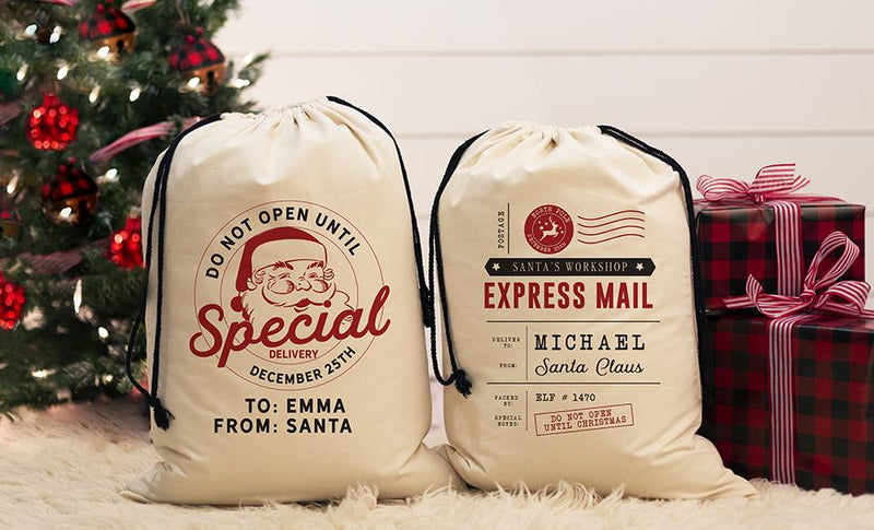 Personalized Jumbo Santa Gift Bags – Santa’s Workshop Collection