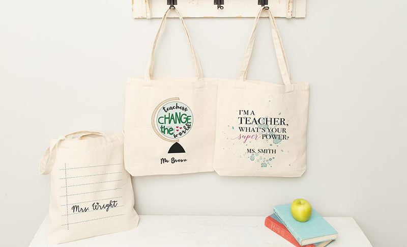 Personalized Teacher Canvas Tote Bags