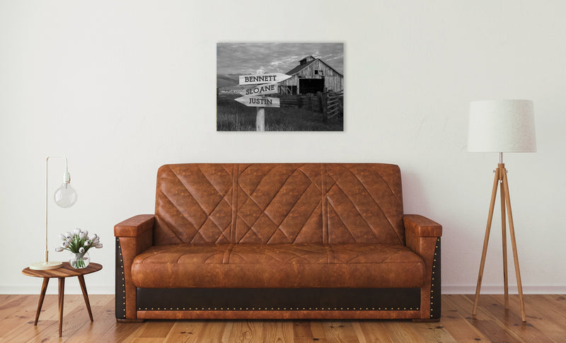 Personalized Barn Canvas Print with Family Names (Multiple Sizes)