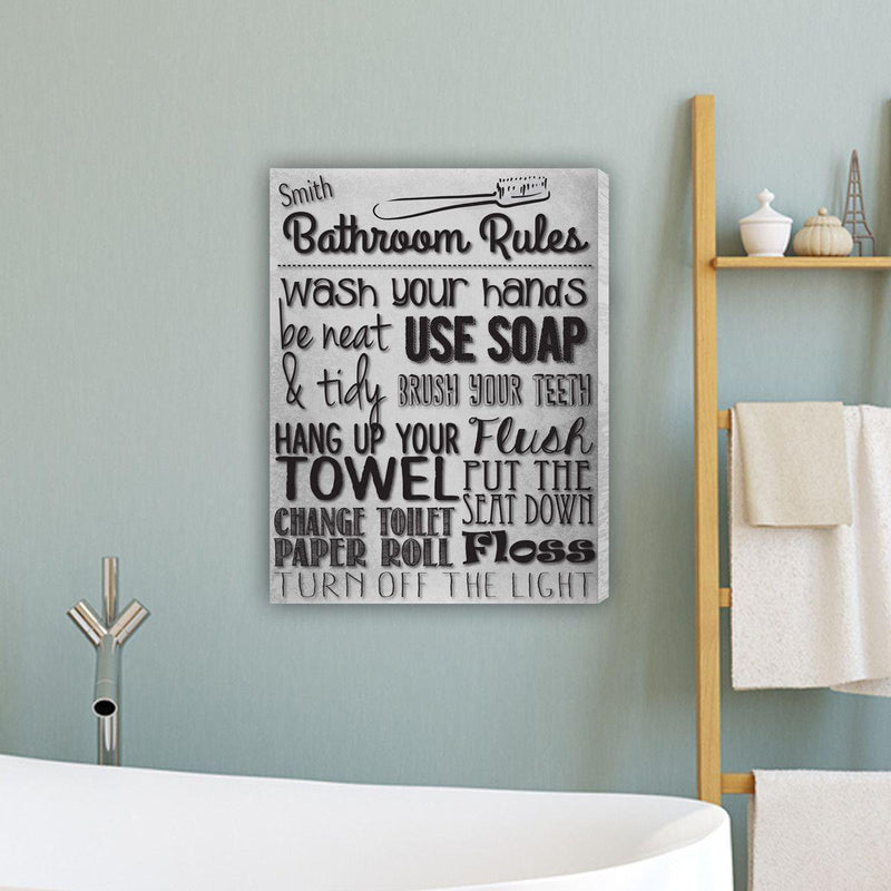 Bathroom Rules Personalized Canvas Print (18x24)