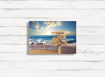 Personalized Beach Canvas Print with Family Names (Multiple Sizes)