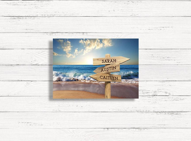 Personalized Beach Canvas Print with Family Names (Multiple Sizes)