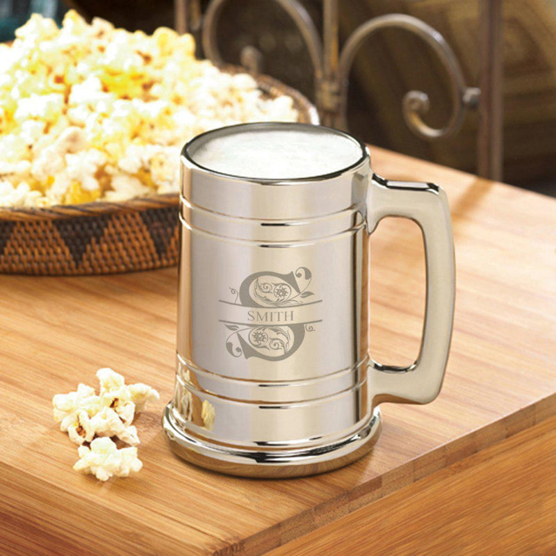 Personalized Monogram Gunmetal Beer Mug - 16 oz. - 9 Designs