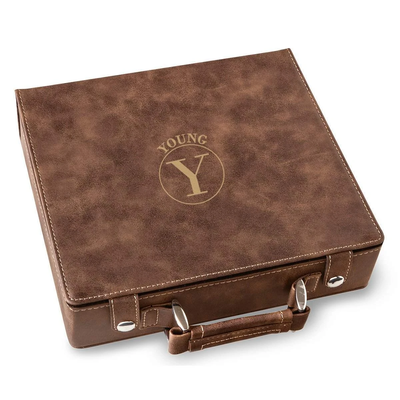 Personalized Rustic Faux Leather 100 Chip Poker Set