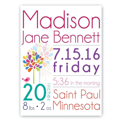 Personalized Baby Announcement Canvas Sign (18x24)