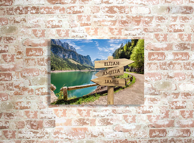 Personalized Mountain Lake Canvas Print with Family (Multiple Sizes) Names