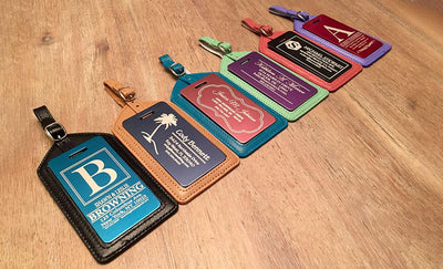 Personalized Aluminum Luggage Tags with Genuine Leather Casing