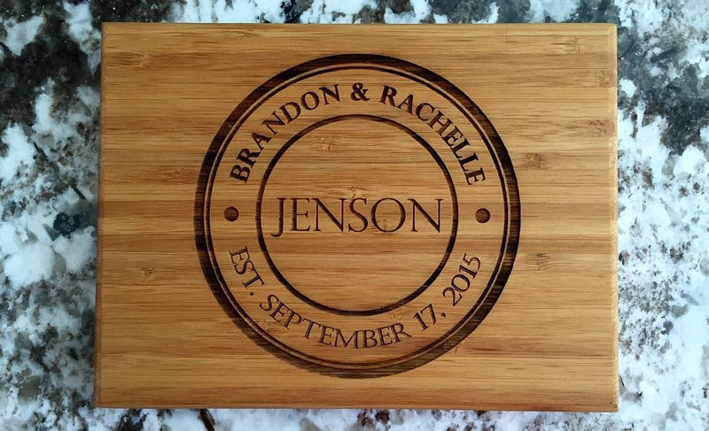 Personalized Bamboo Cutting Board 6x8 (Single Tone) - 10 Designs!