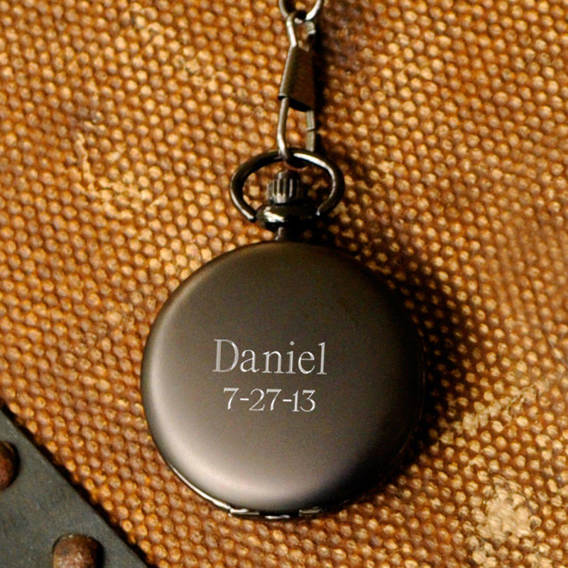 Personalized Pocket Watch - Gunmetal - 1.5" Diameter