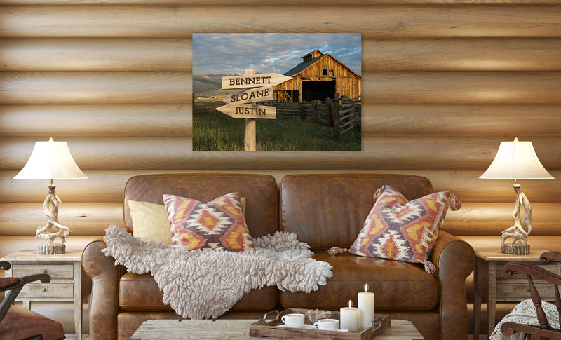 Personalized Barn Canvas Print with Family Names (Multiple Sizes)