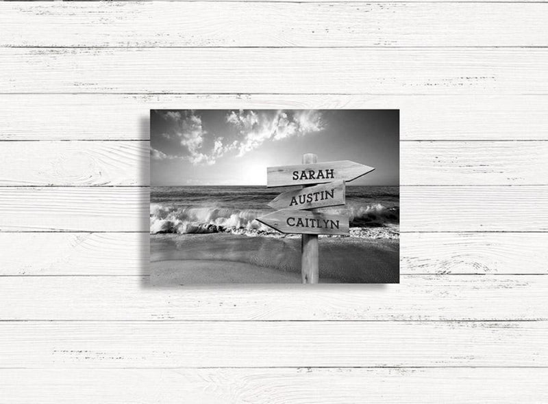 Personalized Beach Canvas Print with Family Names (Multiple Sizes)