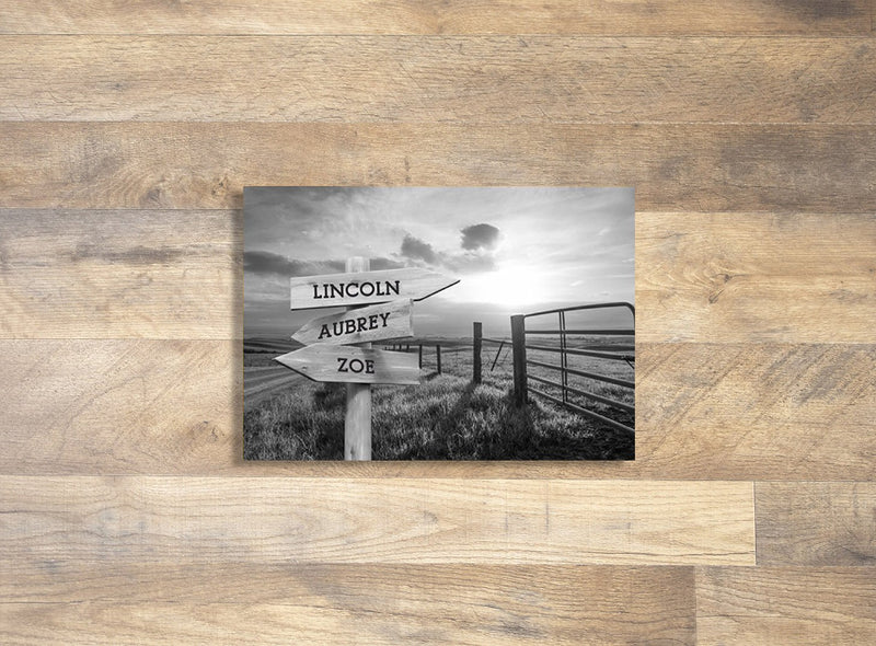 Personalized Farm Road Canvas Print with Family Names (Multiple Sizes)