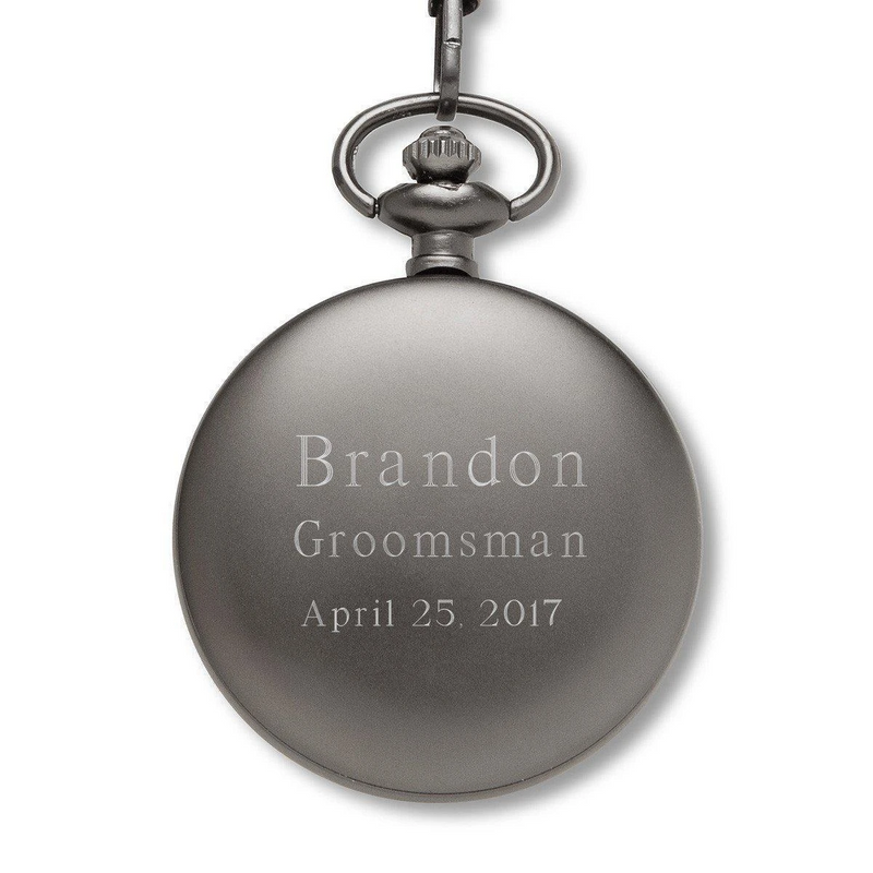 Personalized "Gears" Gunmetal Pocket Watch