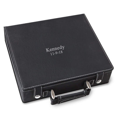 Personalized Black Faux Leather 100 Chip Poker Set