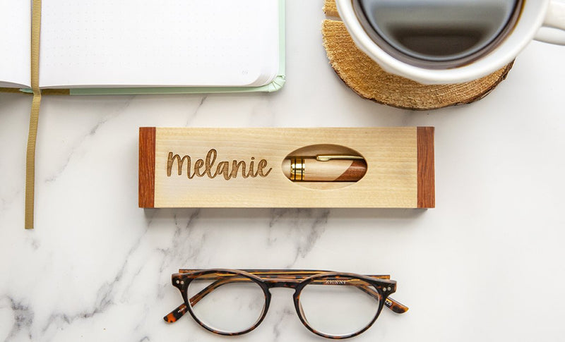 Personalized Wooden Pen Set – Cut-out Top