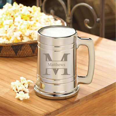 Personalized Monogram Gunmetal Beer Mug - 16 oz. - 9 Designs