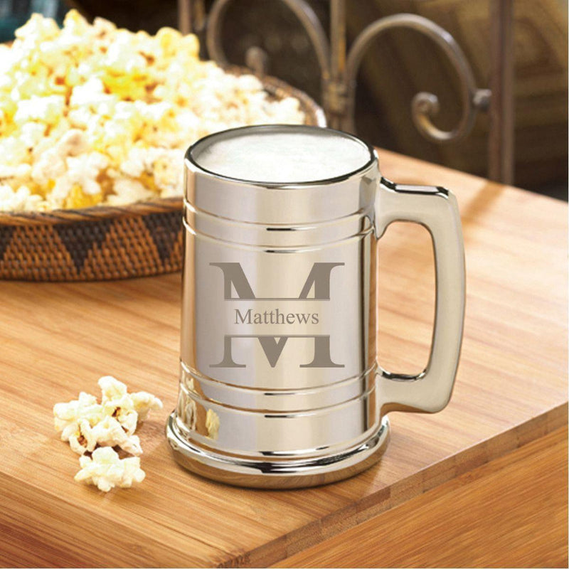 Personalized Monogram Gunmetal Beer Mug - 16 oz. - 9 Designs