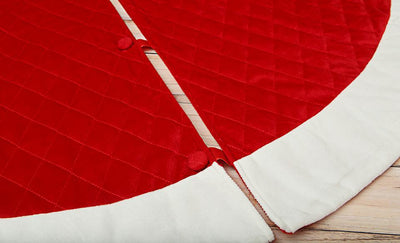 Personalized Red Velvet Quilted Christmas Tree Skirt