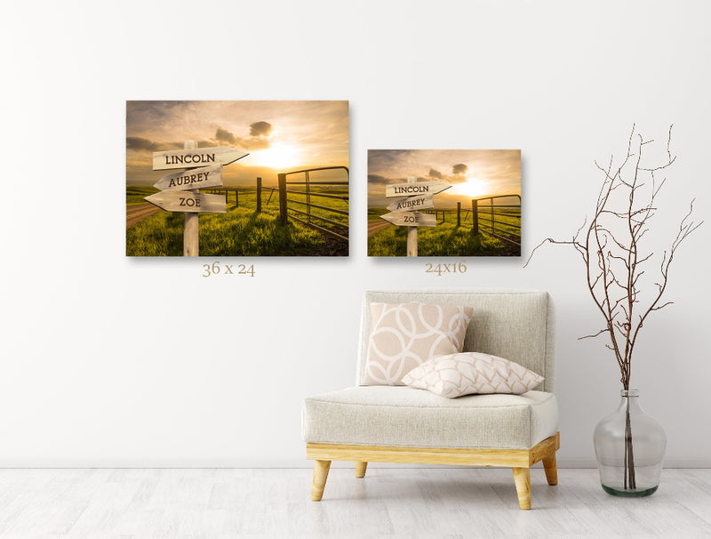 Personalized Farm Road Canvas Print with Family Names (Multiple Sizes)