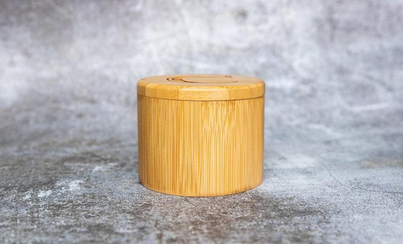 Personalized Monogram Bamboo Salt Box with Magnetic Swivel Lid