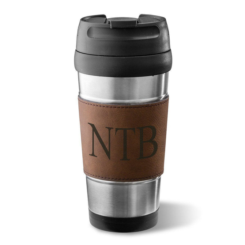 Personalized Faux Leather Wrapped Tumbler - Stainless Steel - 16 oz.