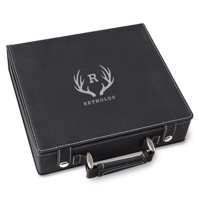 Personalized Black Faux Leather 100 Chip Poker Set