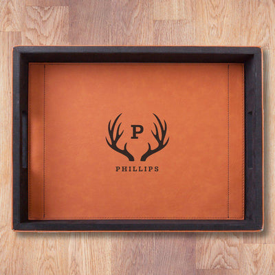 Personalized Rawhide Leatherette Serving Tray