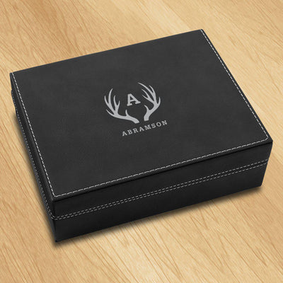 Personalized Leatherette Black Valet Box
