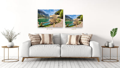 Personalized Mountain Lake Canvas Print with Family (Multiple Sizes) Names