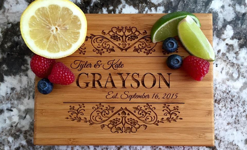 Personalized Bamboo Cutting Board 6x8 (Single Tone) - 10 Designs!