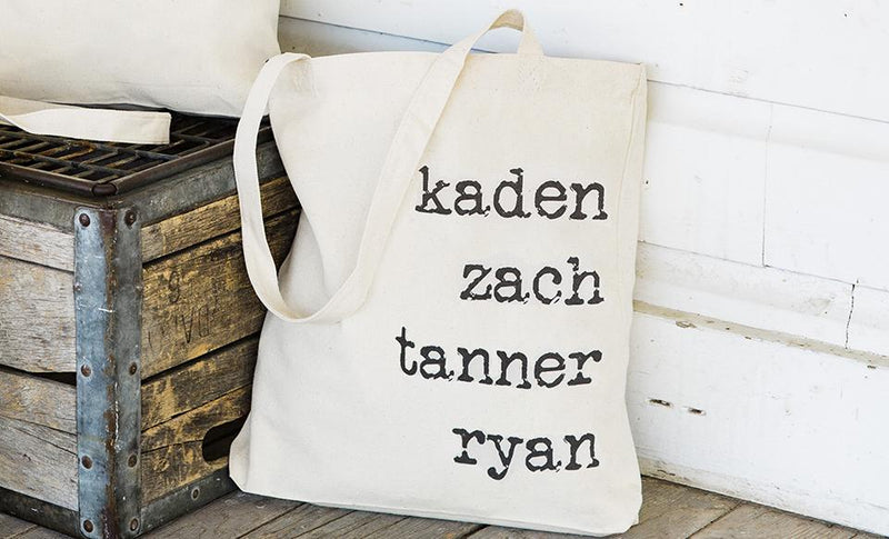 Personalized Family Names Tote Bags - Vintage