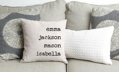 Personalized Family Names Throw Pillow Cover - Classic