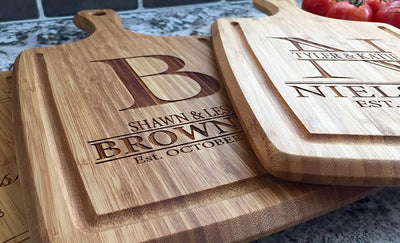 Personalized Large Handled Cutting board with Juice Grooves