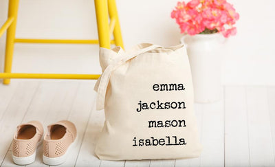 Personalized Family Names Tote Bags - Vintage